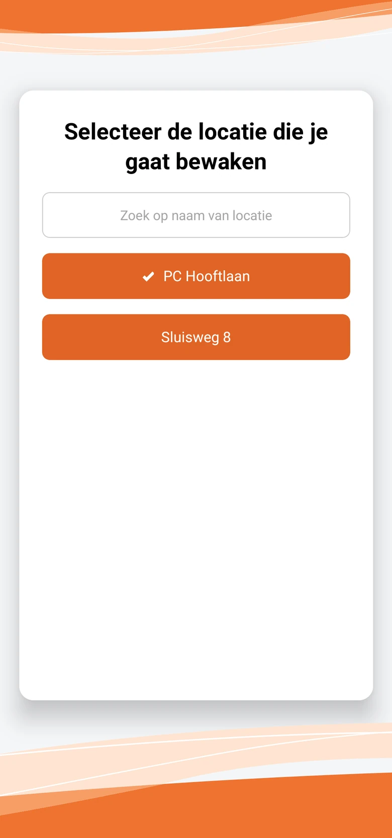 Daza Connect App: Auswahl des Standorts, der überwacht werden soll